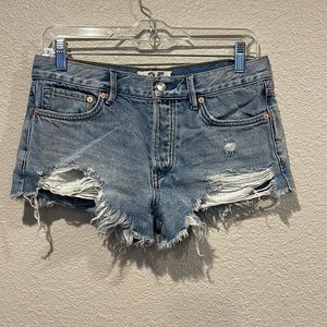 Blue denim high waisted short shorts